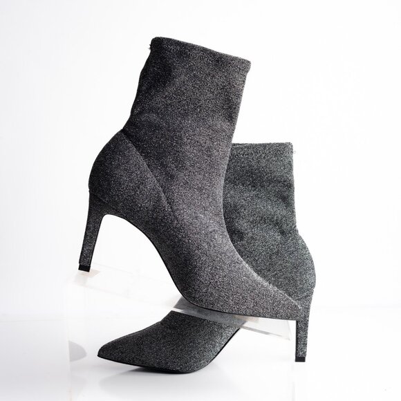 Boden Womens Silver Sparkle Boots Booties Glitter US 8 EU 39 Metallic NWOT - Picture 3 of 8